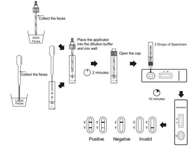 El CE certificó el casete rápido difficile de la prueba del flujo de Immunochromatographic del clostridium lateral GDH de los análisis