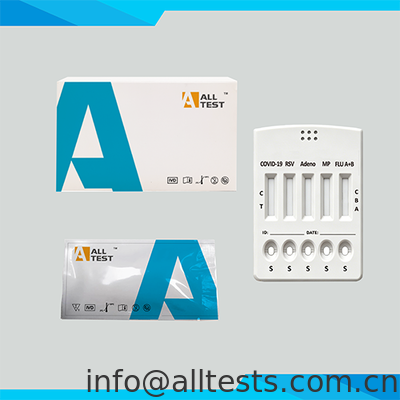 Un buen precio. Kit de prueba rápida combo de antígeno COVID-19/FLU A+B/RSV/Adenovirus/M. pneumoniae con tiempo de lectura de 10 minutos, alta precisión e interpretación visual fácil en línea
